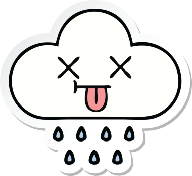 Bir insan tarafından çizilmiş şirin bir yağmur bulutunun çıkartması.
