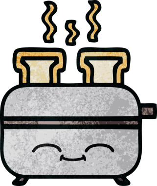 Bir insan tarafından çizilmiş bir tost makinesinin retro grunge doku karikatürü