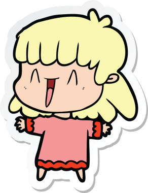 Bir insan tarafından çizilmiş bir karikatür kadının çıkartması.