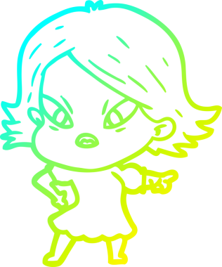 Bir insan tarafından çizilmiş soğuk gradyan çizgi çizimi stresli bir kadın