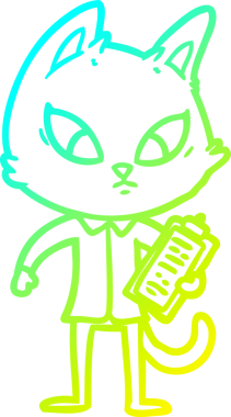 Bir insan tarafından çizilmiş kafası karışmış bir iş kedisinin soğuk gradyan çizimi