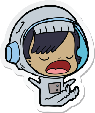 Bir insan tarafından çizilmiş astronot bir kadının çıkartması.