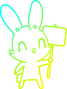 Bir insan tarafından çizilmiş tabelalı şirin bir tavşan çizimi.