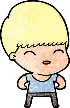 Bir insan tarafından çizilmiş mutlu çizgi film çocuğu.