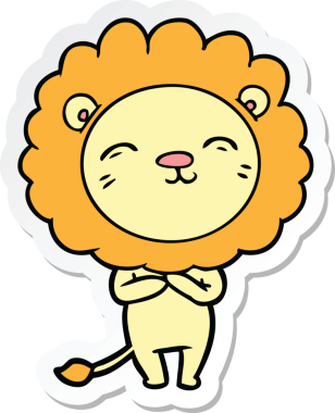 Bir insan tarafından çizilmiş karikatür aslanının çıkartması.