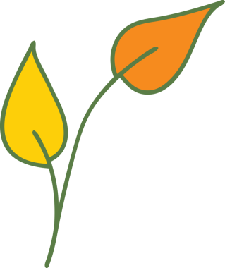 Bir insan tarafından çizilmiş düz renkli eski bir yaprak karikatürü