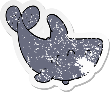 Bir insan tarafından çizilmiş bir karikatür köpekbalığının sıkıntılı çıkartması.