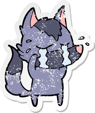 Bir insan tarafından çizilmiş ağlayan bir karikatür çıkartması.