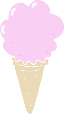 Bir insan tarafından çizilmiş düz renkli çizgi film dondurması.