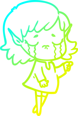 Bir insan tarafından çizilmiş, ağlayan bir elf kızı çizimi.