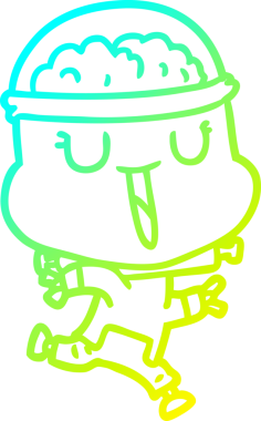 Bir insan tarafından çizilmiş mutlu çizgi film robotu çizimi.