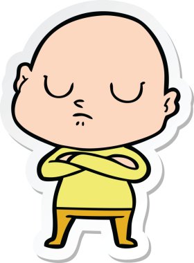 Bir insan tarafından çizilmiş kel bir adamın çıkartması.