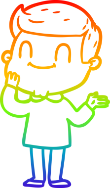 Bir insan tarafından çizilmiş gökkuşağı gradyan çizgi çizimi.