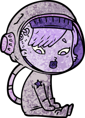 Bir insan tarafından çizilmiş astronot kadın.