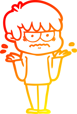 Bir insan tarafından çizilmiş kızgın çizgi film çocuğunun sıcak çizgi çizimi.