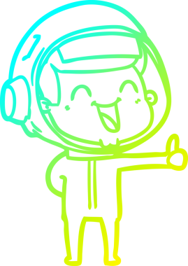 Bir insan tarafından çizilmiş mutlu bir astronotun soğuk gradyan çizimi.