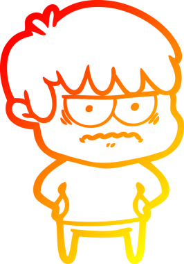 Bir insan tarafından çizilmiş kızgın çizgi film çocuğunun sıcak çizgi çizimi.