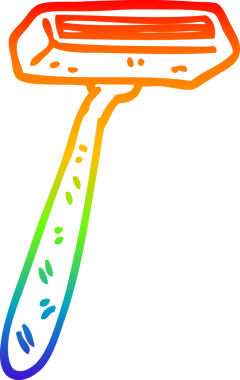 gökkuşağı gradyan çizgi çizimi bir insan tarafından çizilmiş tek kullanımlık traş bıçağı