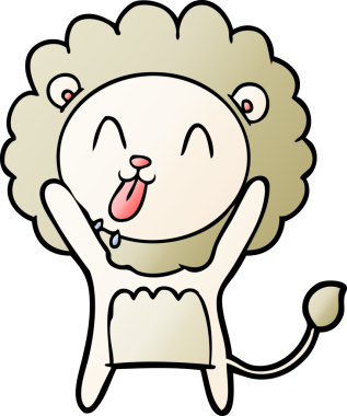 Bir insan tarafından çizilmiş mutlu çizgi film aslanı.