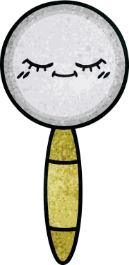 Bir insan tarafından çizilmiş bir büyüteçin retro grunge desen karikatürü