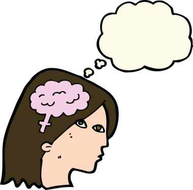 Bir insan tarafından çizilmiş beyin sembollü çizgi kadın kafası.