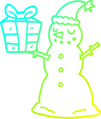 Bir insan tarafından çizilmiş kardan adamın soğuk çizgi çizimi.