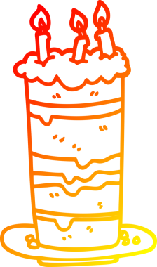 Bir insan tarafından çizilmiş bir doğum günü pastasının sıcak gradyan çizimi