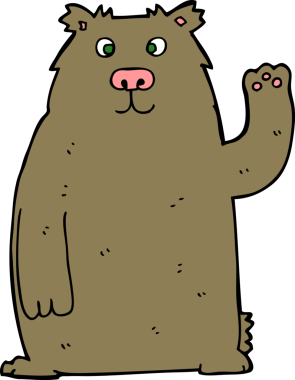 Bir insan tarafından çizilmiş çizgi film ayısı.