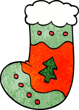 Bir insan tarafından çizilmiş karalama Noel çorabı.