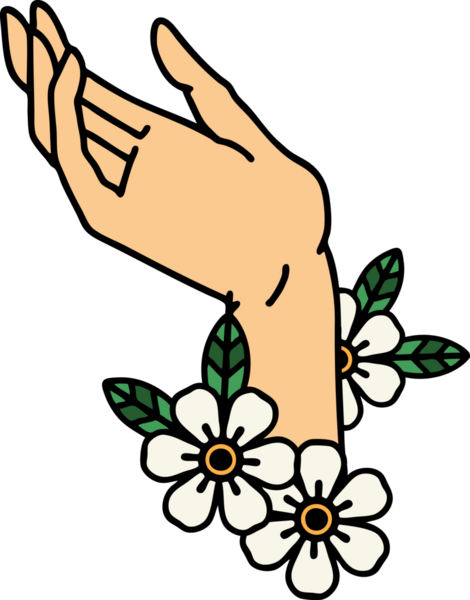 Bir insan tarafından çizilmiş geleneksel bir el dövmesi.