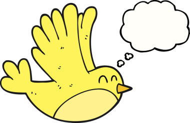 Bir insan tarafından çizilmiş serbest çizim balon karikatür kuşu.