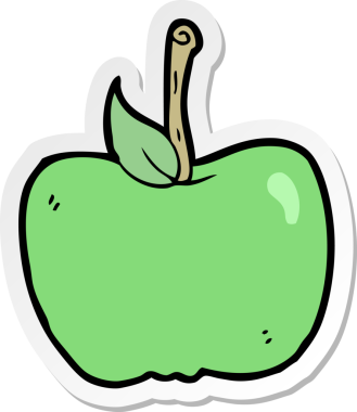 Bir insan tarafından çizilmiş çizgi film elmasının çıkartması.