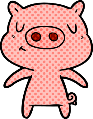 Bir insan tarafından çizilmiş çizgi film içerikli domuz.