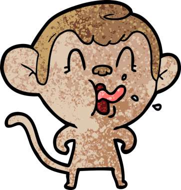 Bir insan tarafından çizilmiş çılgın çizgi film maymunu