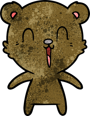 Bir insan tarafından çizilmiş mutlu bir çizgi film ayısı.