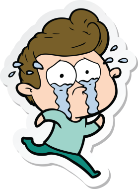 Bir insan tarafından çizilmiş, ağlayan bir adamın çıkartması.