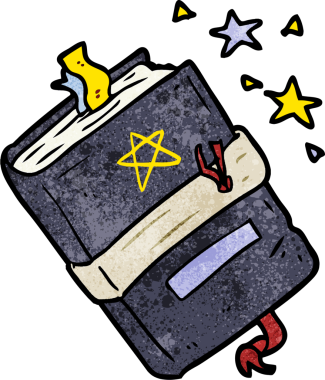 Bir insan tarafından çizilmiş kara büyü kitabı.