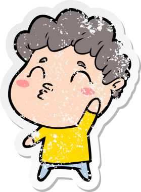 Bir insan tarafından çizilmiş karikatür adamın sıkıntılı çıkartması.