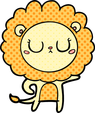 Bir insan tarafından çizilmiş çizgi film aslanı.