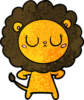 Bir insan tarafından çizilmiş çizgi film aslanı.