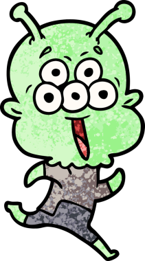 Bir insan tarafından çizilen mutlu uzaylı çizgi filmi.