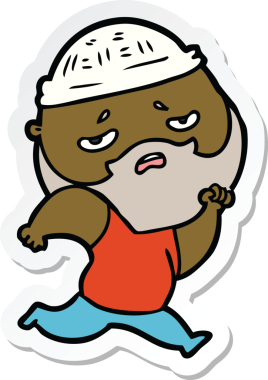 Bir insan tarafından çizilmiş sakallı endişeli bir karikatür çıkartması.