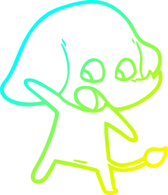 Bir insan tarafından çizilmiş şirin bir filin soğuk gradyan çizgisi