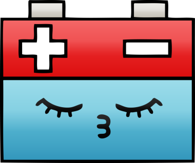 Bir insan tarafından çizilmiş bir araba aküsünün gölgelenmiş karikatürü