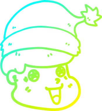 Bir insan tarafından çizilmiş noel şapkası giyen bir adamın soğuk gradyan çizimi.