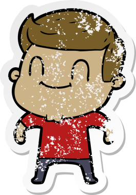 Bir insan tarafından çizilmiş, karikatür dostu bir adamın sıkıntılı çıkartması.