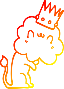 Karikatür aslanının insan tarafından çizilmiş sıcak çizgi çizgisi.