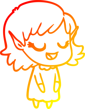 Bir insan tarafından çizilmiş mutlu bir elf kızı çizimi.