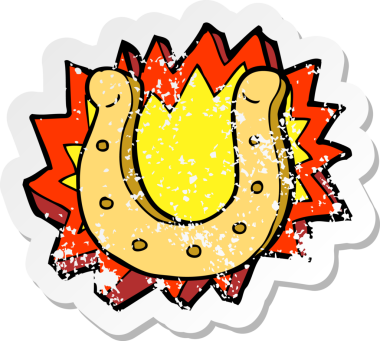 Bir insan tarafından çizilmiş çizgi film at nalı sembolünün gerilimli yapıştırması.