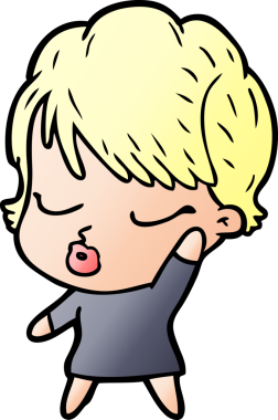 Bir insan tarafından çizilmiş gözleri kapalı çizgi film kadını.